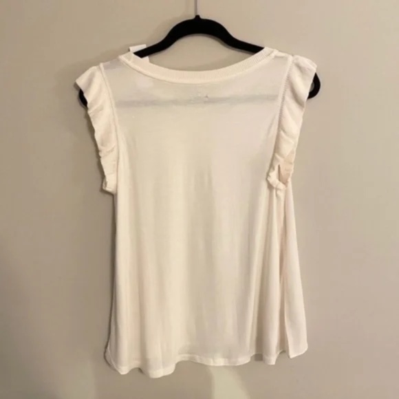 NWT LOFT Rib Trim Mixed Media Shell Top White - Picture 6 of 9